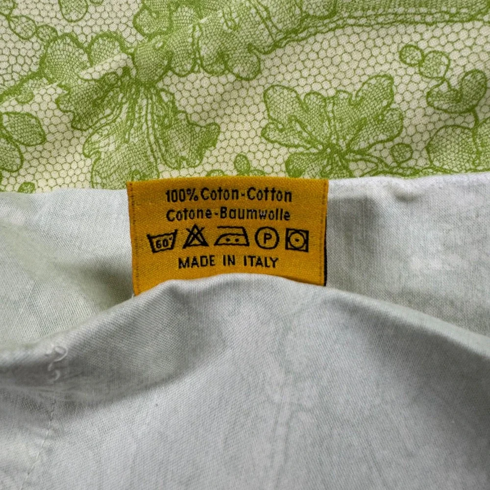 Christian Lacroix Tablecloth Green White Trompe-l'oeil Lace Paisley Cotton Italy